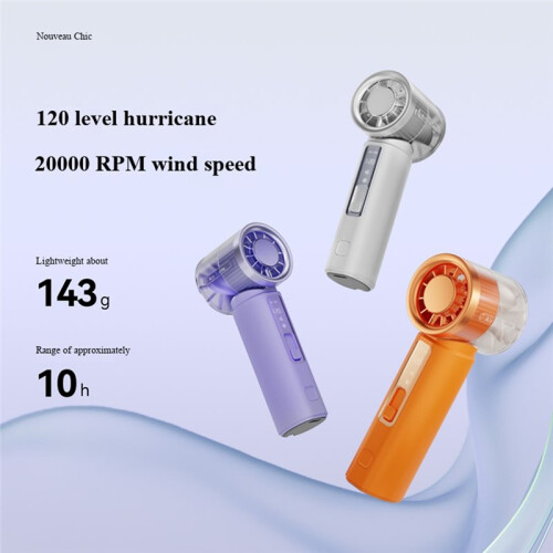 Portable High Speed Cooling Handheld Fan 3000mAh Rechargeable 120 Wind Speeds Adjustable  Foldable Silver 2