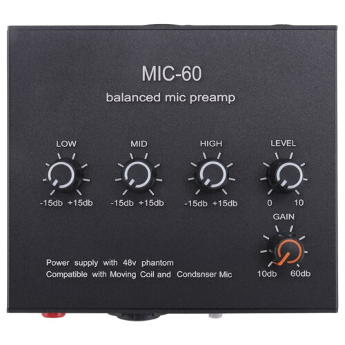 2X MIC-60 3-Band Equalizer Balanced Mic Preamp Microphone Preamplifier with  Cable and 3.5mm Cable