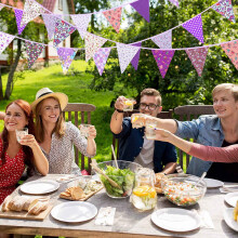 40 Fuß Stoff Bunting Banner Vintage Bunting Blumen Wimpel Dreieckige Flaggen für Geburtstag Hochzeit Lila