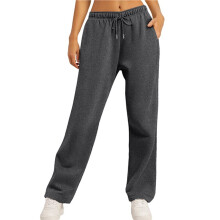 Women'S Wide Leg Sweatpants High Waisted Baggy Interior Drawstring Sweatpants Straight Leg Sweat Pants Dark Gray S