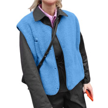 Female Fleece Sleeveless Jacket Warm Outerwear with Pockets M