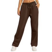 Women'S Wide Leg Sweatpants High Waisted Baggy Interior Drawstring Sweatpants Straight Leg Sweat Pants Brown XXL