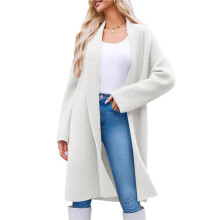 Womens Long Cardigan Sweaters Chunky Open Front Oversized Slouchy Knit Fall Trendy Coatigan Jackets White L