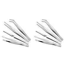 8-Piece Set of Stainless Steel Combination Tweezers, Elbow Tip, Labor-Saving Pliers,-Reverse Flat-Mouth Stamp Clips