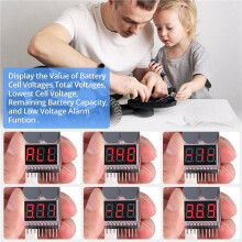 10 Peças 2 In1 1-8S Lipo Battery Voltage Tester, RC Alarme de Campainha de Baixa Tensão, Verificador de Monitor de Bateria para Lipo/Li-Ion
