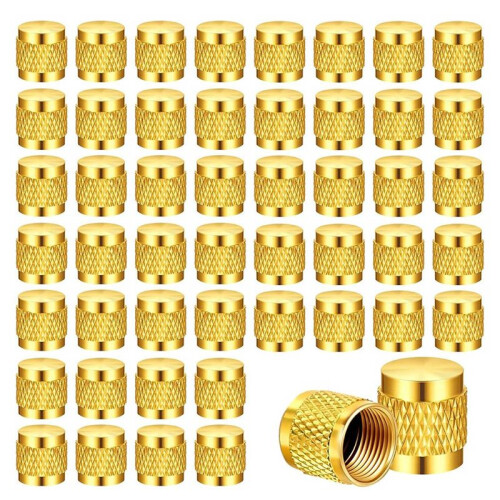 300 Peças Tampa de Latão de 1/4 Polegadas, Tampas de Latão Sólido com Vedação de Anel de Neoprene, Tampas de Válvula SAE HVAC de 1/4 Polegadas 2