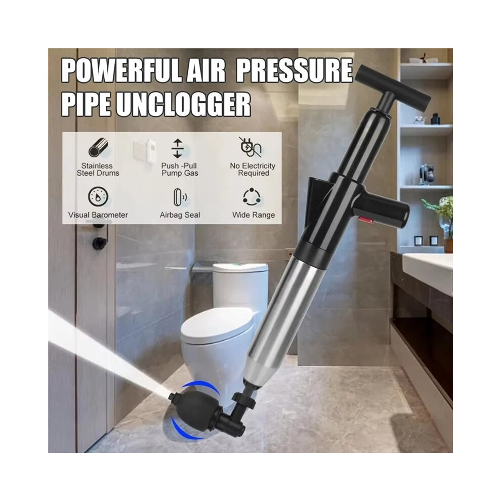 Toilet Clogged Unclogging Device Pipe Plunger High Pressure Drain Plunger For Dredge Clog Bath Toilet Sink Bathtub 4711164542355