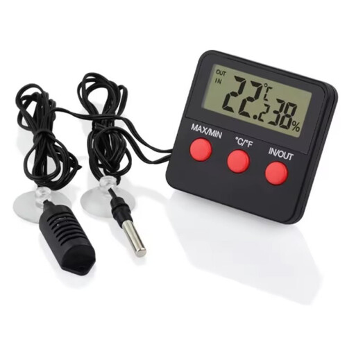 Termohigrômetro e Medidor de Umidade Digital com Display LCD para Incubadora Externa, com Sonda.