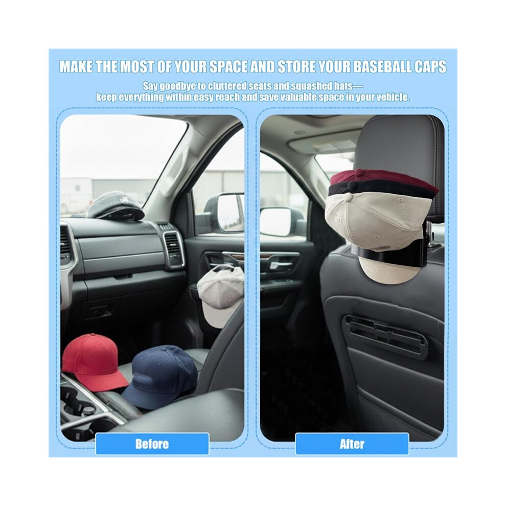 2Pcs Baseball Cap Headrest Hat Holder For Trucks And Cars, Adjustable Cap Rack Holds 5 Hats, No Headrest Removal 6032172400696