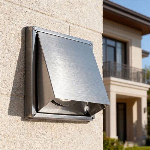 Ventilação de Parede com Capô de 8 Polegadas com Tela e Registro para Coifa de Cozinha Externa, Ventilação de Duto-Cap 2
