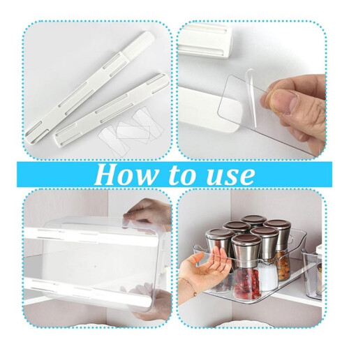 6 Pcs Adhesive Sliders for Cabinets Pull Out Drawer Organizer Accessories Pull Out Rail for Baskets,Bins,Cabinet,Shelves 2
