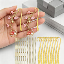 164PCS DIY Bookmark Making Kit Bookmark Blanks Assorted Enamel Charms Link Chains Jump Rings Paper Cards Bags