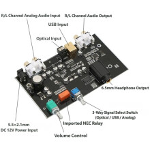 For DAC Decoder Board Optical Fiber USB Input for DIY Headphone Amplifier PCM5100 MS8416 Decode Chip Mic 6.5mm 12V