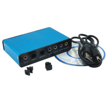 6 Kanaal 5.1 Externe USB Geluidskaart voor PC Laptop Surround Adapter Audio Kaart USB2.0 Optische S/PDIF Geluidskaart Blauw