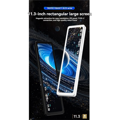 TROFEO VISION Écran LCD IPS de 11,3 Pouces 1920x400 Résolution Écran Magnétique Alimenté par USB Type-C Moniteur Secondaire A 1