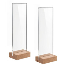 2-Pack Monitor Memo Board & Sticky Note Holder, Freestanding Acrylic Computer Desk Accessories with Wood Base