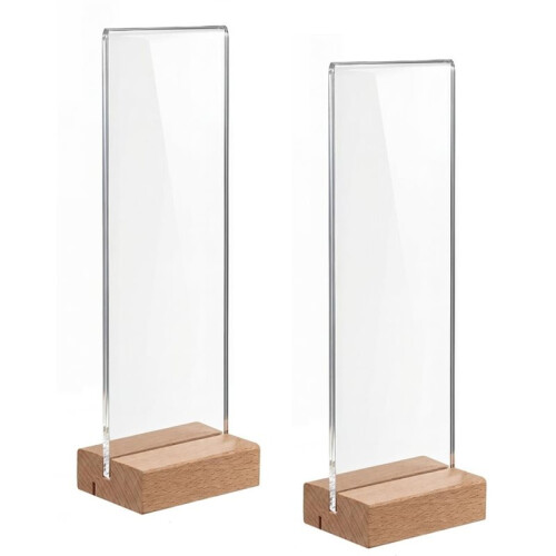Set da 2 Supporto per Note e Blocco Note, Accessori per Scrivania In Acrilico Autonomo con Base In Legno