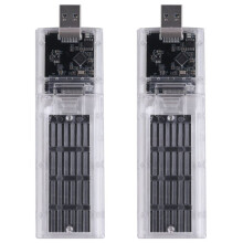 2X External M.2 NGFF SSD Enclosure High Speed USB3.0 Gen1 5Gb/S Transparent SSD Hard Drive Case for PC Black