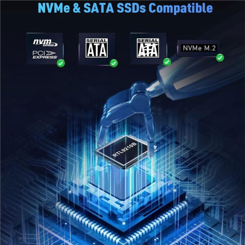 M.2 NVME  SSD Enclosure Adapter,USB 3.2 10Gbps NVMe PCI-E Solid State Drive External Adapter for SSDs 2242 2260 2280 2