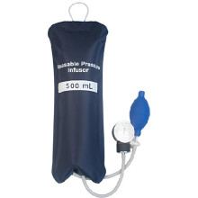 Nylon Pressure Infusion Bag Double Tubes with Metal Aneroid Gauge for IV Fluid Blood Transfusion 500ml