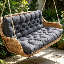 Waterproof Backrest Swing Cushion, 2-3 Seater Patio Swing Replacement Pad, Multi Sizes, Gray 100x100x10cm