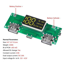 6PCS 18650 Charging Board 18650 Charger Board Dual USB 5V 2A 1A Mobile Power Bank Module Lithium Battery Charger Board