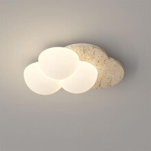 Plafonnier créatif en travertin crème-jaune, LED à intensité variable, style Wabi-sabi, pour une chambre d'enfant ou un salon.