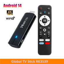 Clé TV Intelligente pour Android 14, Lecteur Multimédia Domestique avec Assistant Vocal, Double Wi-Fi 2,4 GHz et 5 GHz, 5.4