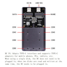 M.2 NVME NGFF SSD Enclosure Single Chip Dual Protocol Dual Disk USB3.2 10Gb Mobile Storage Hard Drive Box