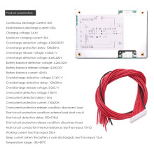 13S 48V 30A Li-Ion Lipolymer Battery Protection Board BMS PCB Board med Balanskylare för E-Bike EScooter