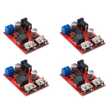 4X LM2596 LM2596S Dubbel USB - 9V 12V 24V 36V Till 5V 3A Step Down Buck Converter Board Billaddare Solenergiförsörjningsmodul