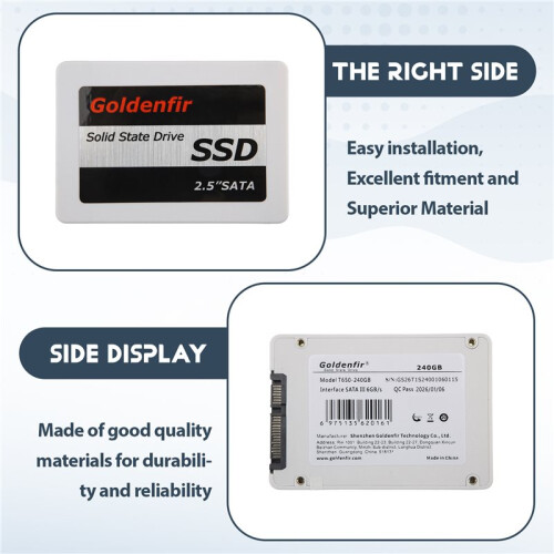 Goldenfir SSD 240GB SSD 2.5 Hard Drive Disk Disc Solid State-Diskar 2.5-Tums Intern SSD 2