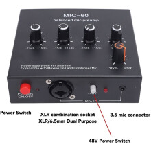 1set Balanced Microphone Preamplifier, Portable Aluminum-Cased Microphone Amplifier, Enhances the Sound Quality