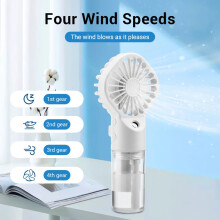 Portable Misting Fan Handheld Water Spray USB Rechargeable Mini Air Cooler Quiet 4 Speeds Humidifier for Travel Office Home