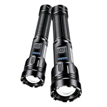 2pcs X75 High Power P50 LED Flashlight with Power Indicator USB Rechargeable for Camping Hiking Emergency