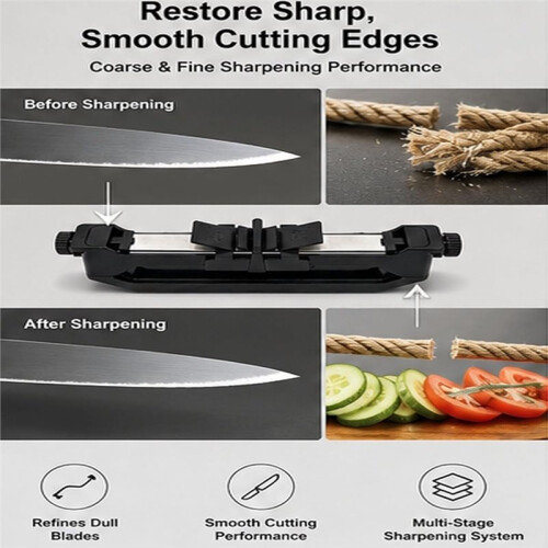 Portable Knife Sharpener, Handheld Angle Guided Knife Sharpener with 15/17/25 Adjustable Angles with 2 Whetstones