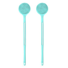 2X Cepillo Corporal de Ducha de Doble Cara, Manejar Largo de Silicona, Cepillo de Lavado de Baño, Masaje de Baño, Cepillo Exfoliante Corporal para