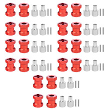20x Mozzo Esagonale Ruota Nel Metallo da 12 mm per Auto RC Accoppiatore di Estensione da 15 mm per AXIAL SCX10 D90 Red