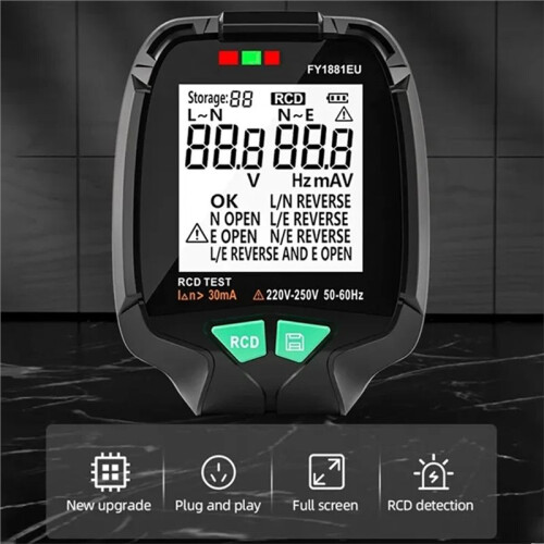 FY1881 Socket Tester Voltage Test Digital Socket Test US Plug Ground Neutral Plug Polarity Phase Check 1