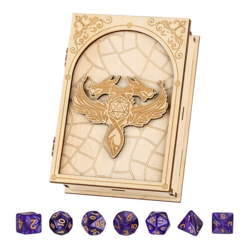 7pc/Set Plastic Polyhedral Dice Storage Box  Dice Wooden Container Case Table Board Role  Game Accessories 2