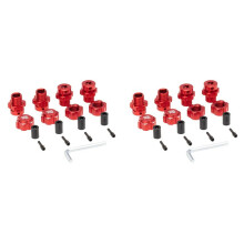 8Pcs 17mm Hex Nuts Adapter Splined Wheel Hubs Extension Combiner for 1/10 E-REVO SUMMIT RC Car Parts,Red