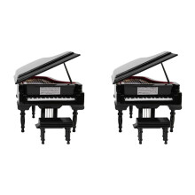 2X Miniature Grand Piano Model Kit Musical Instrument with Chair,for Home Office Decoration(Black, Without Music) Small