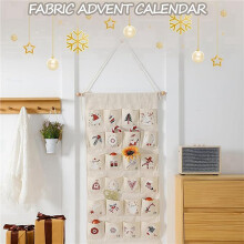 2X Fabric Christmas Calendar with Pockets24 Days Countdown Calendar Hanging Storage Bag