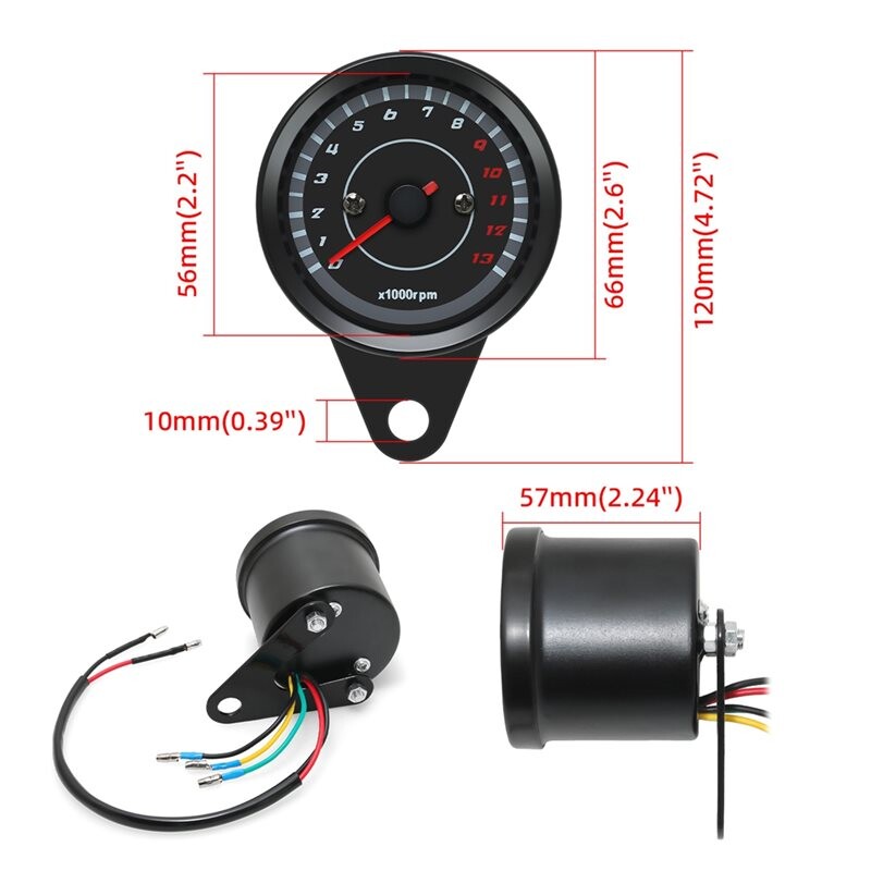 Universal Motorcycle Tachometer 13000 RPM Electronic Tach Meter ...