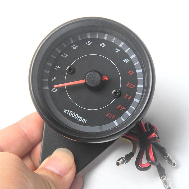 Universal Motorcycle Tachometer 13000 RPM Electronic Tach Meter ...