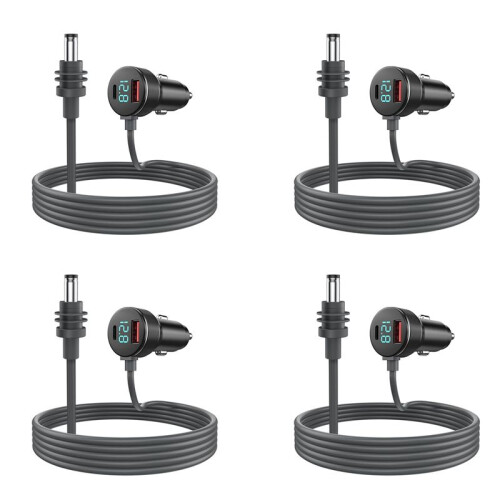 4X 3-in-1 for Starlink   Power Cable 65W Type-C USB Socket Cigarette Lighter with LED Voltmeter Display