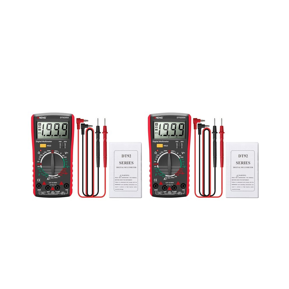 2X Aneng Dt9205a Digital Multimeter Ac/ Transistor Tester Electrical Ncv Test Meter Profesional Analog Auto Range Red 6032724627809