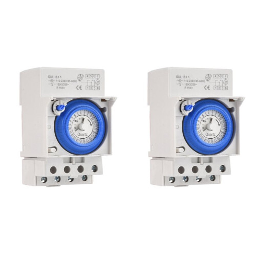 2X SUL181h Din Rail Analog Mechanical Timer  30 Minutes Programmable AC110V-230V 24 Hours Timer