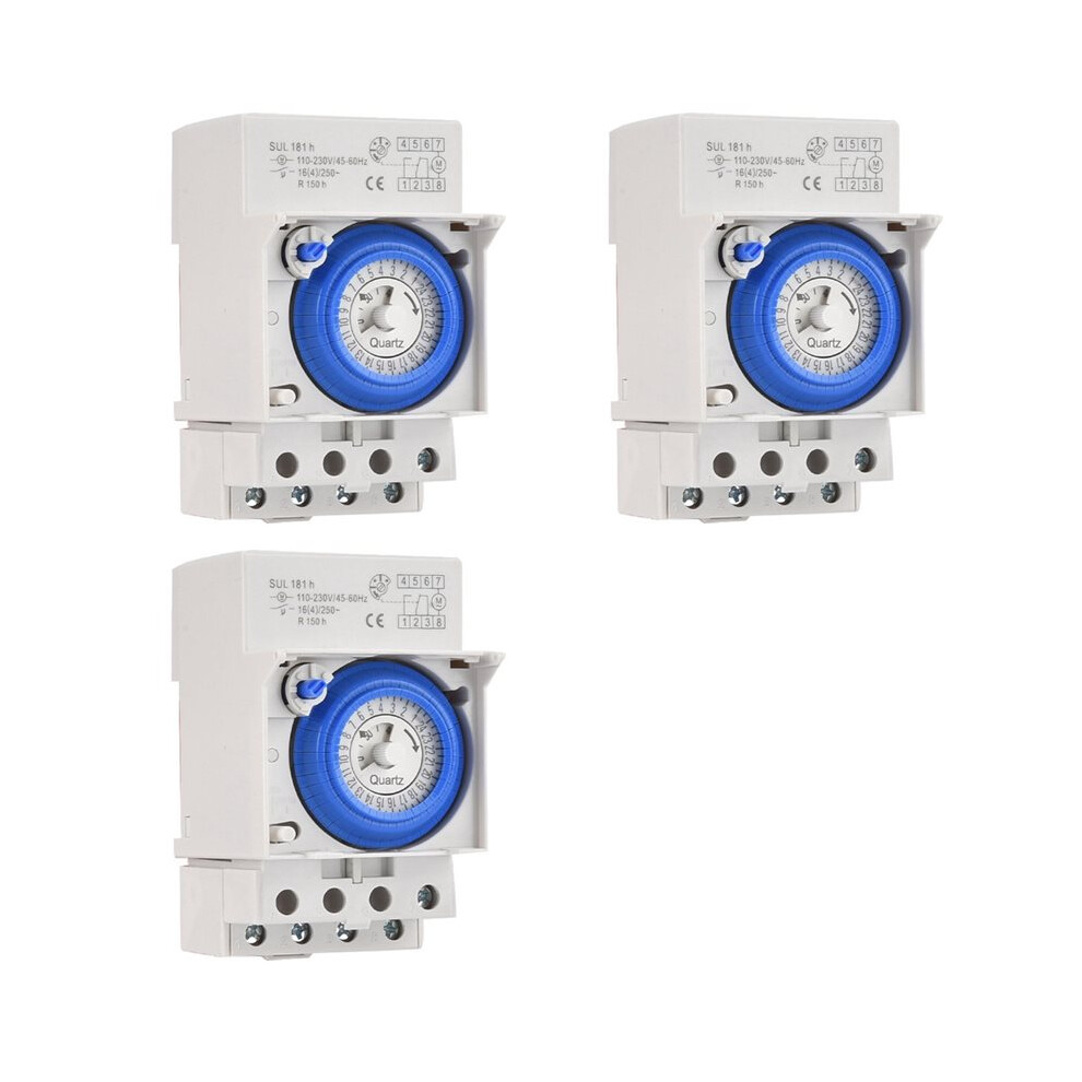 3X Sul181h Din Rail Analog Mechanical Timer 30 Minutes Programmable Ac110v-230V 24 Hours Timer 6034127460311