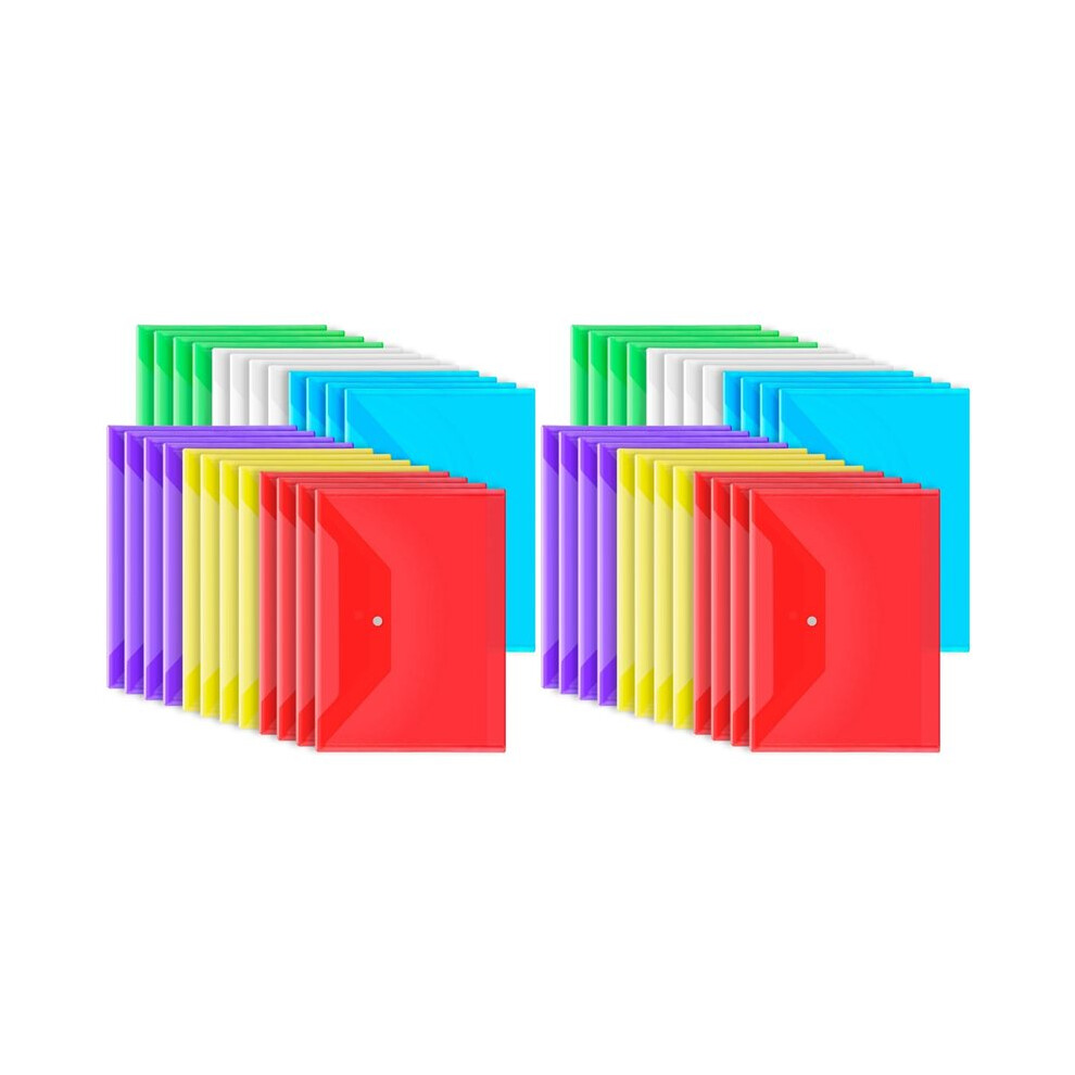 48Pack Plastic Envelopes With Snap Closure, Plastic File Folders For Documents A4 Clear Envelopes Folders,File Bags 6034185794786